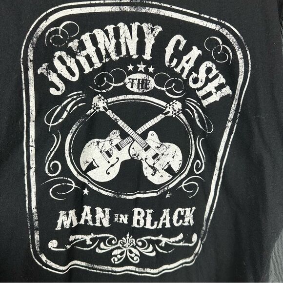 Zion Rootswear Johny Cash The Man in Black Graphic Hooded Long Sleeve Top sz L - Picture 2 of 5